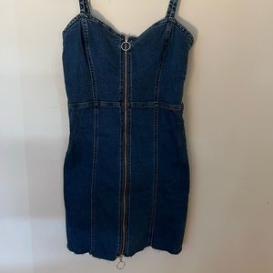 Denim dress with full zipper